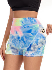 Skinny Wrap Pockets Printing Sports Shorts Tie-Dyed Shorts