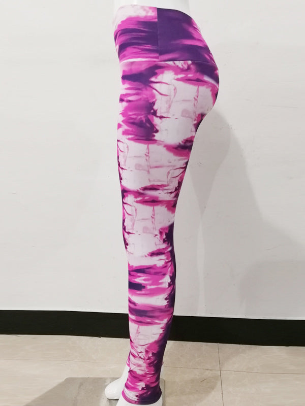 Abstract Gradient Digital Printing Slim Fit High Waist Sports Leggings