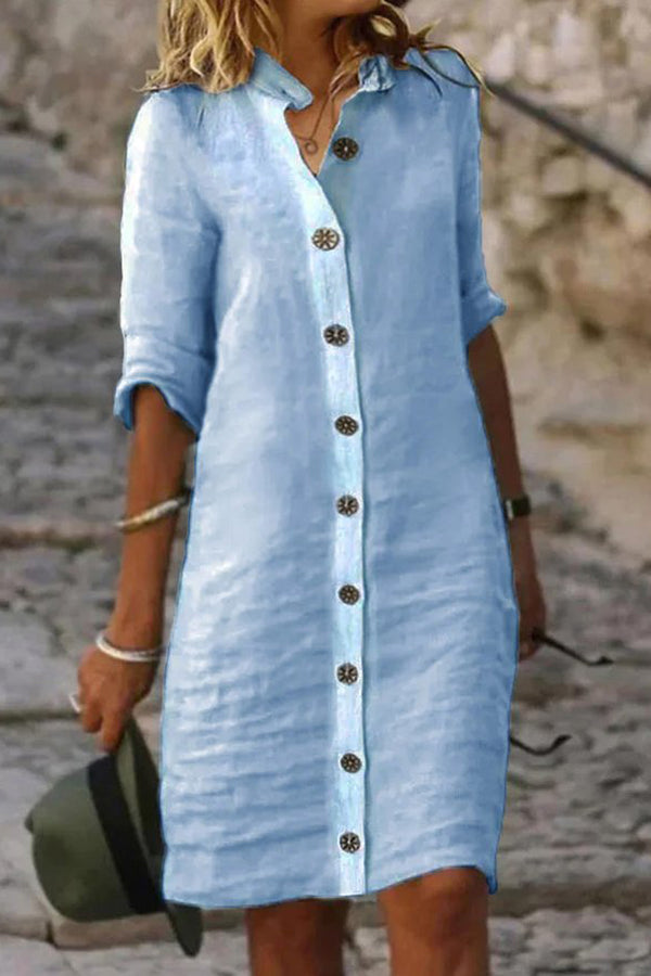 Plain Cotton Casual Dress