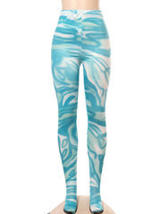 Tie-Dyed Patchwork High-Waisted Wrap Leggings