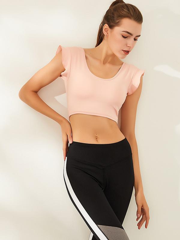 Wrap Solid Color Exposed Navel Tees