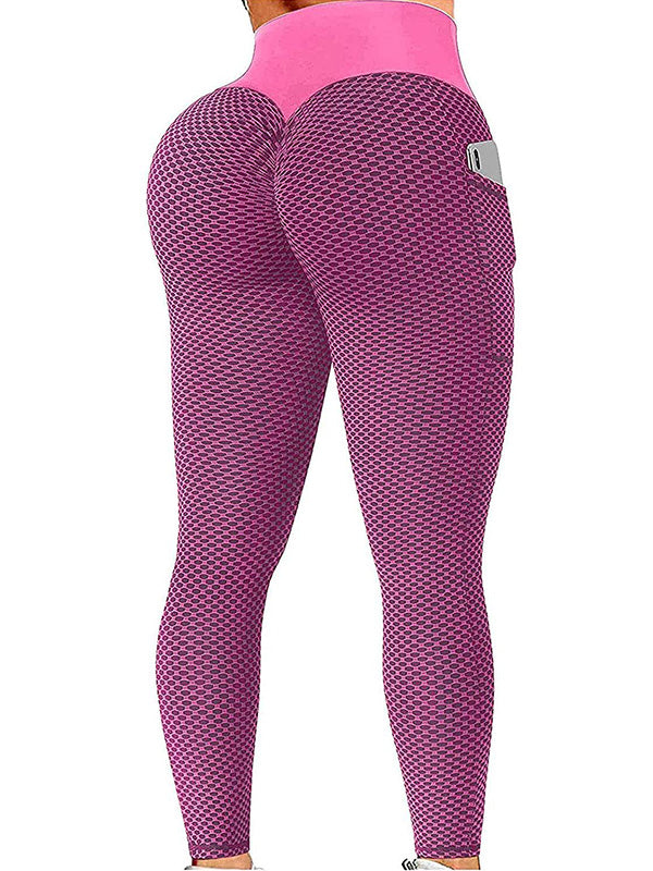 High-Waisted Pocket Hip Lift Solid Color Fitness Yoga Leggings