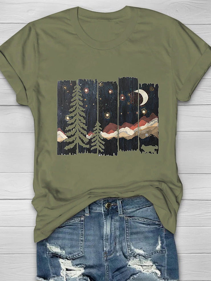 Darkness Forest Printed Crew Neck Women's T-shirt