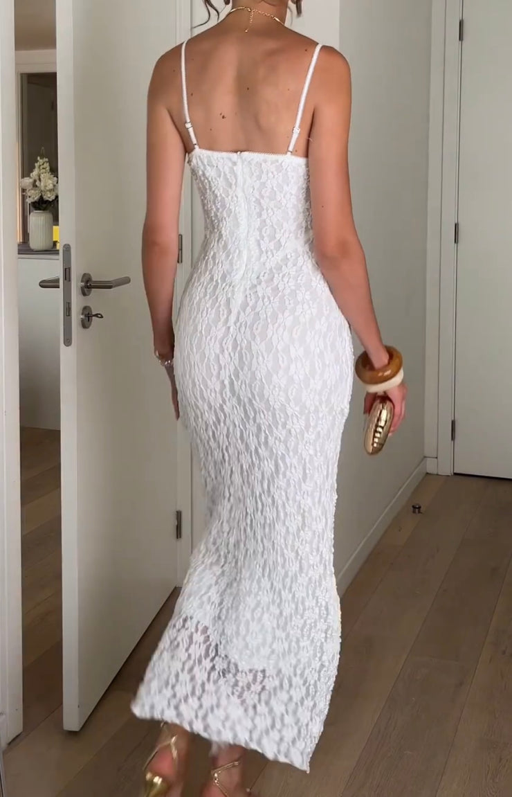 Elegant Translucent Lace Slim Strap Dress