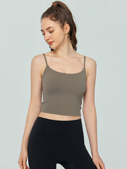 Skinny Wrap Backless Solid Color Spaghetti-Neck Yoga Tops