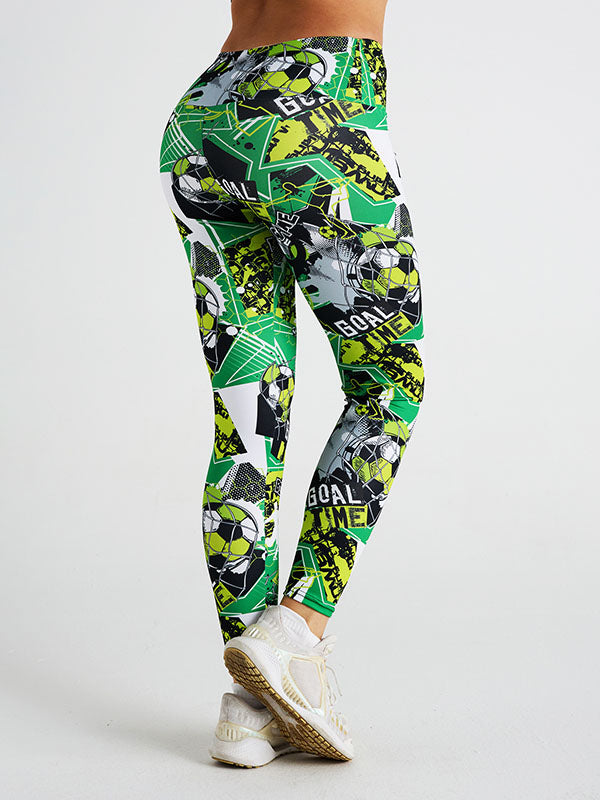 Skinny Leg Wrap Contrast Color Letter Print Printed Leggings