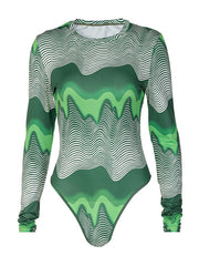 Print Long Sleeves Bodysuits