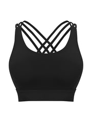 Skinny Wrap Hollow Printing Solid Color Yoga Tops Spaghetti-Neck Bra