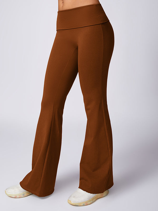 Flared Pants High-Waisted Solid Color Yoga Pants