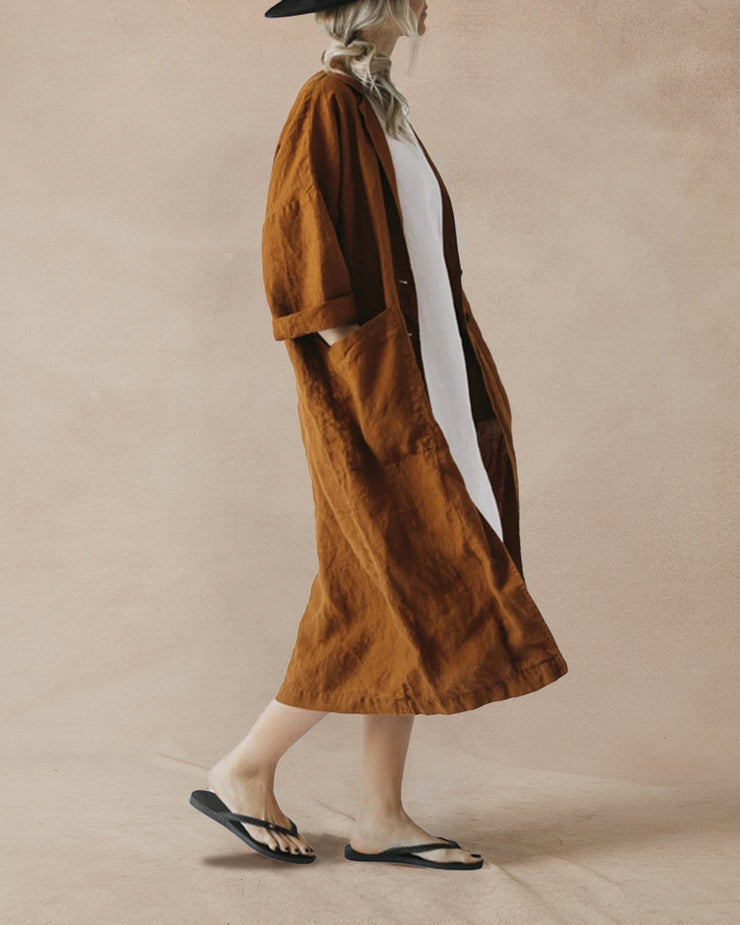 Linen kimono coat mustard