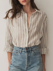 Retro Striped Print Long Sleeve Shirt