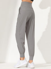 Loose High-Waisted Pockets Solid Color Athletic Pants