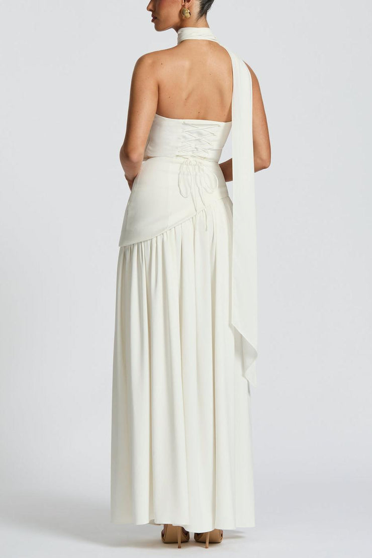 Miloni Strapless Split Maxi Dress - White