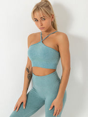 Solid Color Cross Strap Bra&Shorts Suits