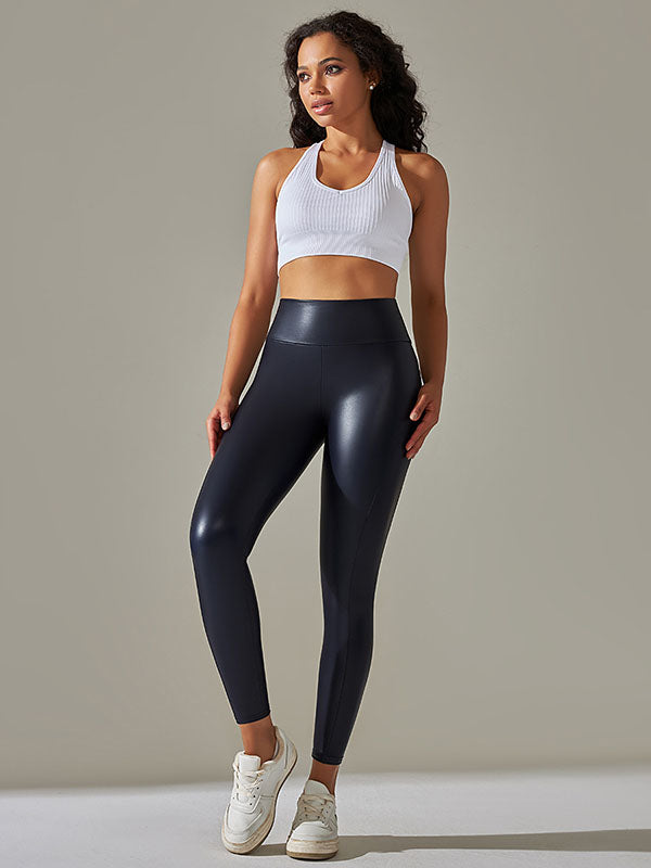 Skinny Leg High-Waisted Solid Color Ninth Pants