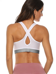 Solid Color Shockproof Back Cross Sports Bra