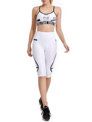 Wrap Printed Letters Spaghetti-Neck Yoga Suits