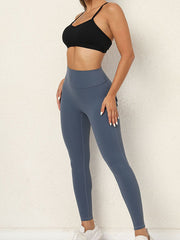 Skinny Wrap High-Waisted Pockets Solid Color Tights Leggings