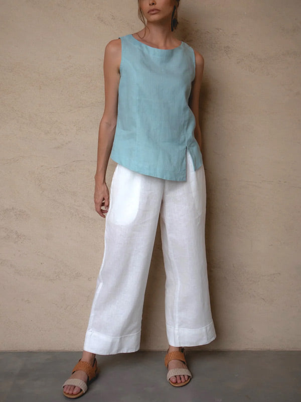 Simple Wide-legged women's Cotton Pants