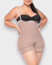 Removable Straps One-Piece Short Body Shaper For Women Tummy Control Waist Trainer Mid-Back Bodysuit