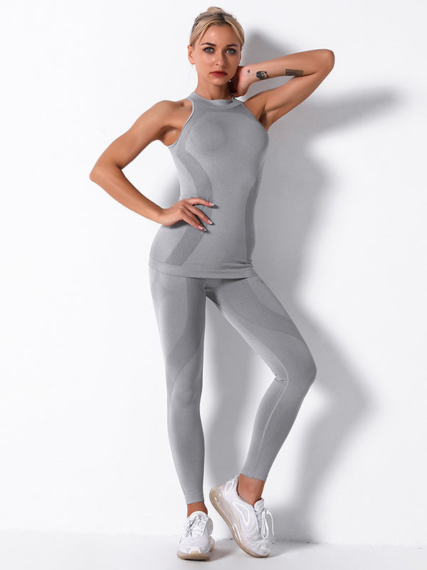 Seamless Knitting Camo Paneled Breathable  Gym Suit