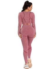 Solid Color Breathable Long Sleeves Yoga Suits