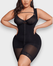 Plus Contrast Mesh Shapewear Bodysuit