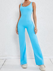 Wrap Hollow Solid Color Spaghetti-Neck Jumpsuits