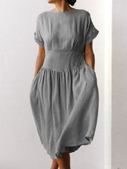 Casual Solid Color Pocket Dress
