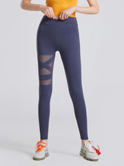 High-Waisted Mesh Solid Color Sports Leggings