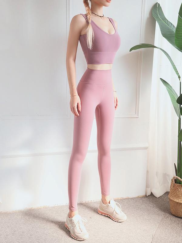 Wrap Solid High Waist Elastic Force Sports Leggings