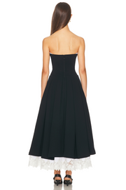 Sexy V-neck Tube Top Cinched Waist Stitching Contrasting-Color Dress