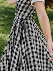 V-Neck Plaid Dress