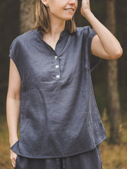 Cotton And Linen Solid Color Shirt