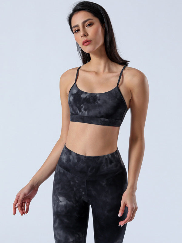 Narrow Strap Tie-Dyed Breathable Sports Bra