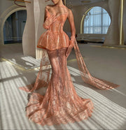 Sexy Lace Sleeveless Tube Top Stitching Deep V Dress