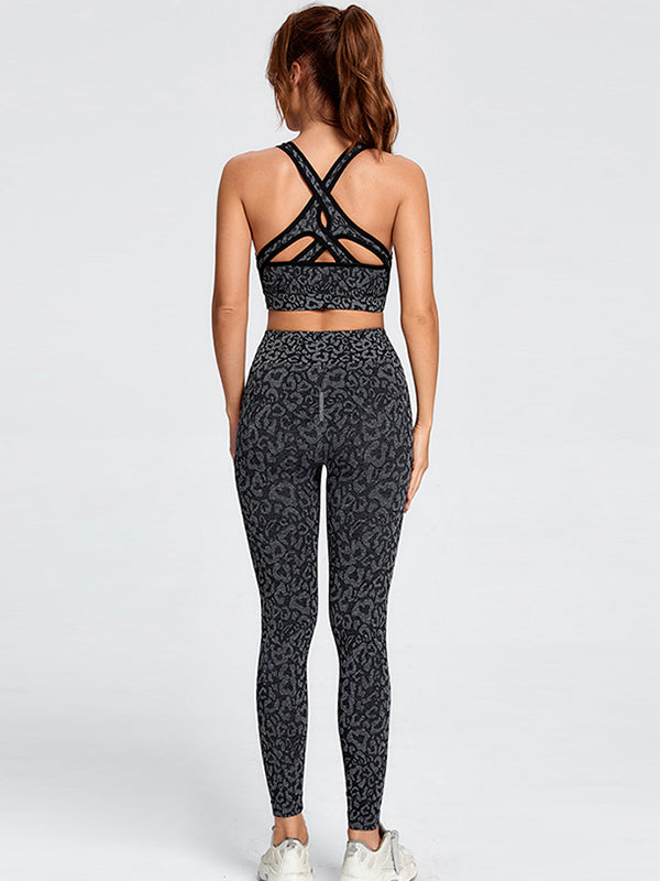 Leopard Camo Bra & Leggings Suits