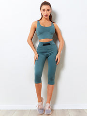 Simple Sleeveless Sport High-Waisted Legging Fitness Suits