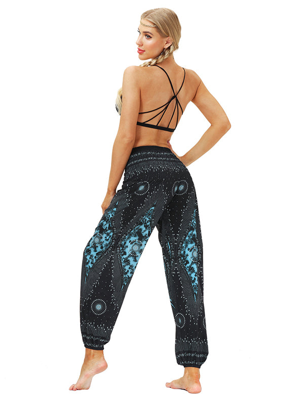 Leisure Digital Printing Wide-Leg Loose Yoga Bloomers