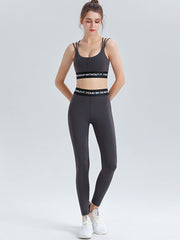 Hip Lifting Yoga Pants Letter Splicing Fitness Two-Piece Suit