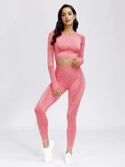 Long Sleeves Exposed Navel Yoga Suits