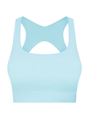 Skinny Wrap Yoga Tops Hollow Solid Color Sports Bra Spaghetti-Neck Bra