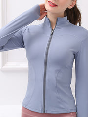 Solid Color Long Sleeve Zipper Yoga Outerwear