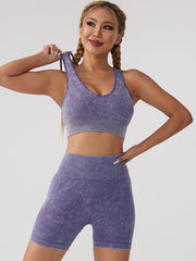 Skinny Solid Color U-Neck Yoga Suits