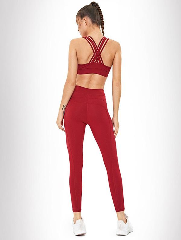 Solid Wrap Sleeveless Yoga Suits