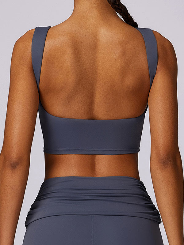 Skinny Sleeveless Backless Solid Color Sports Tank