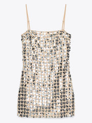 Temperament Camisole Sequined Plaid Dresses