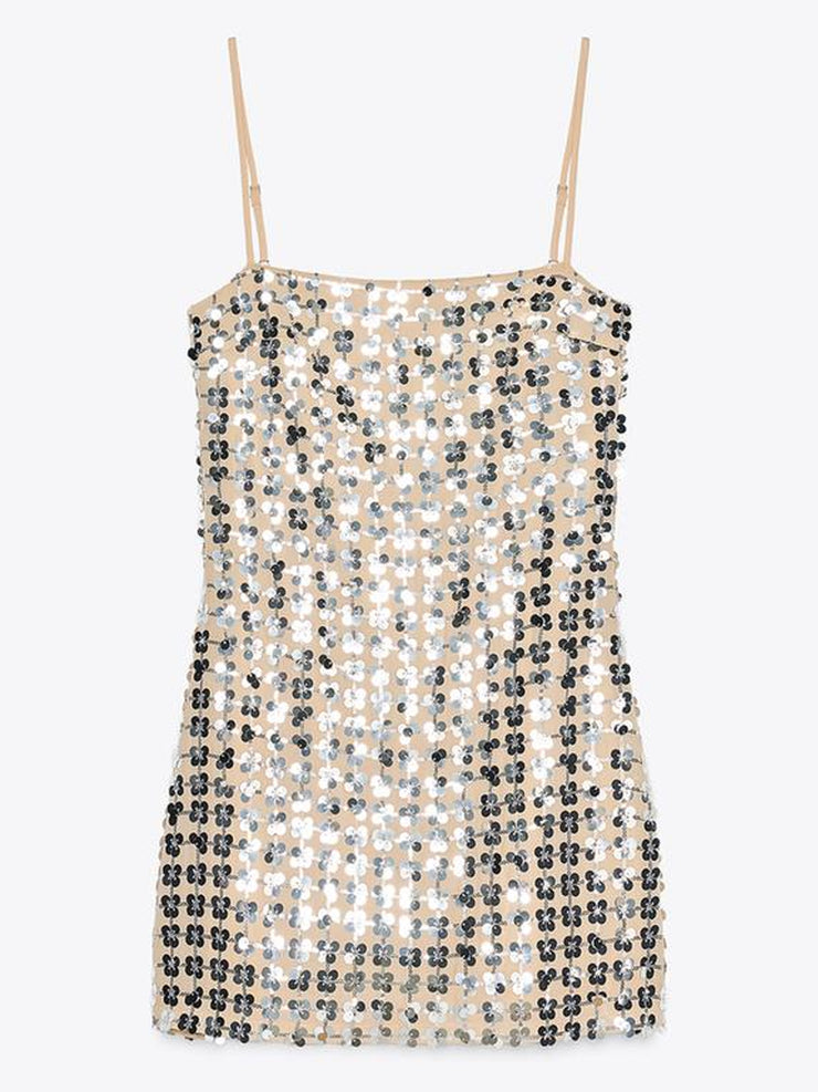 Temperament Camisole Sequined Plaid Dresses