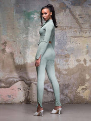 Cropped Zipper Long Sleeves Yoga Suits