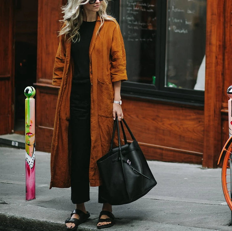 Linen kimono coat mustard